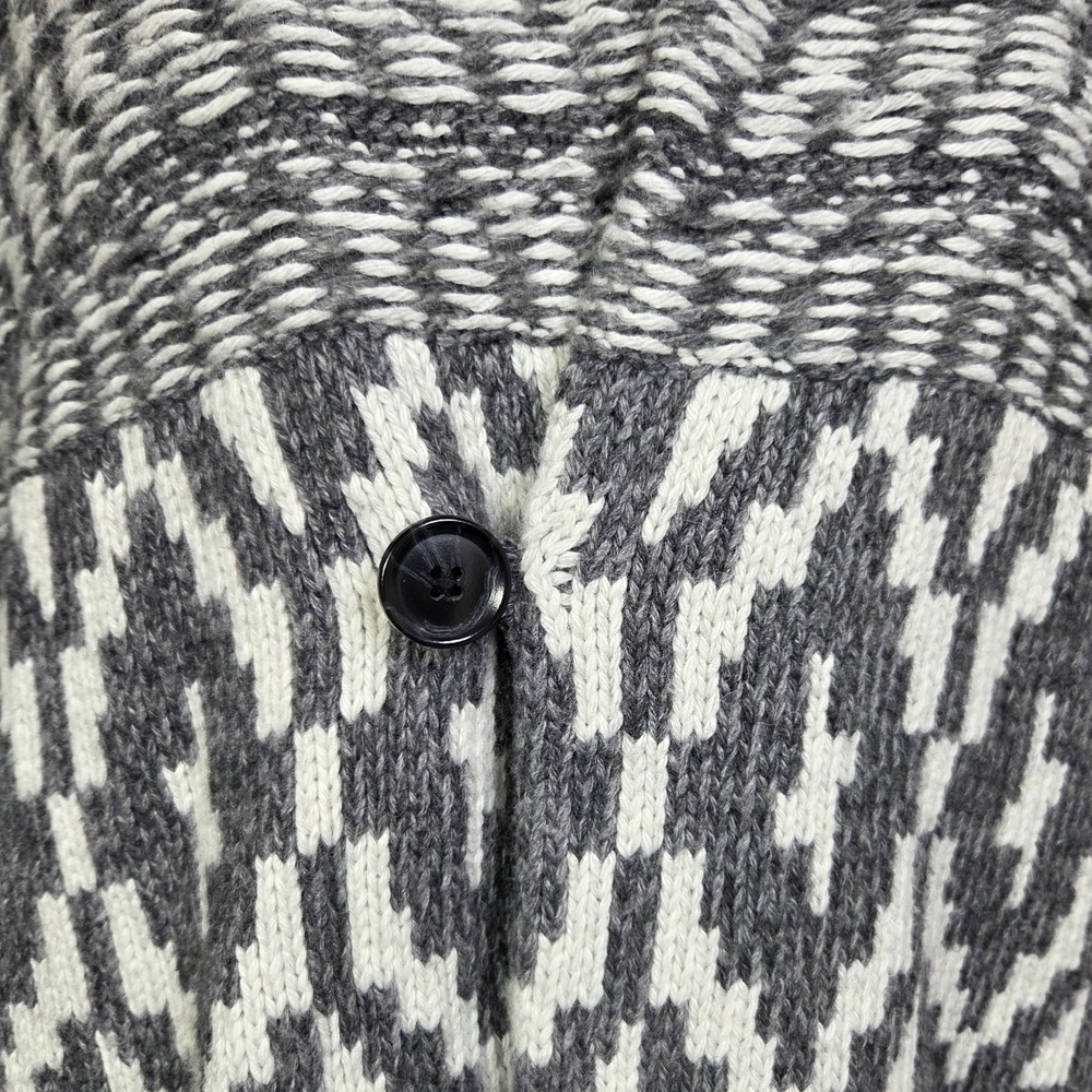 Simons Mens Gray and White Wool Blend Shawl Cardigan Sweater Size L - Picture 4 of 6